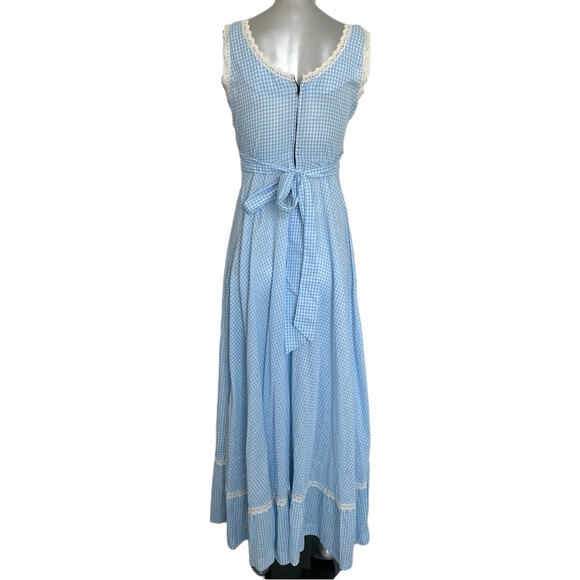 Vintage Prairie Maxi Dress Blue White Gingham Size Small - Picture 5 of 16